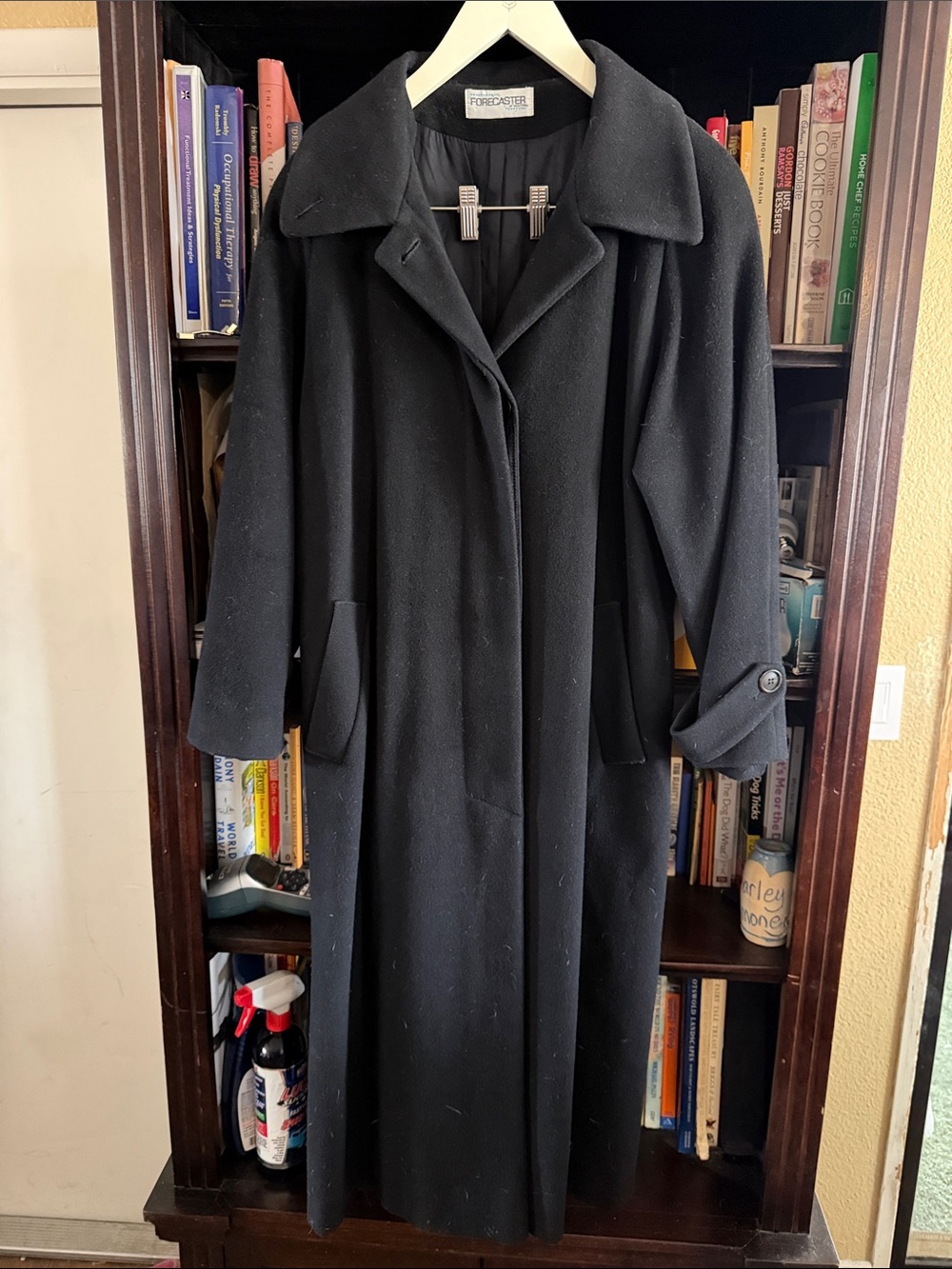 Classic Black Wool Long Coat size 12